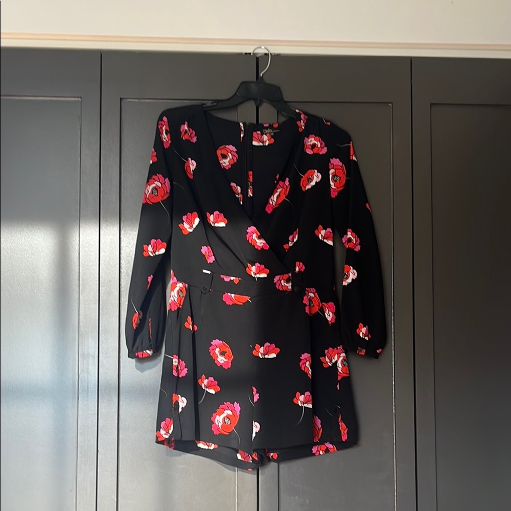 Floral Black Romper